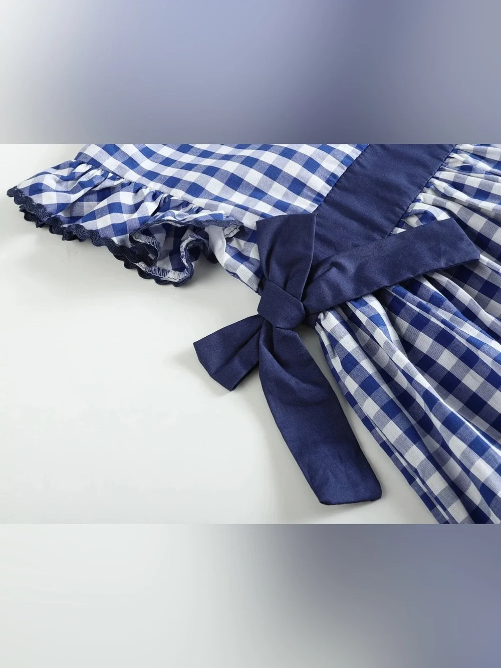 Lil Cactus Girls Royal Blue and White Gingham A-Line Dress Size 4T